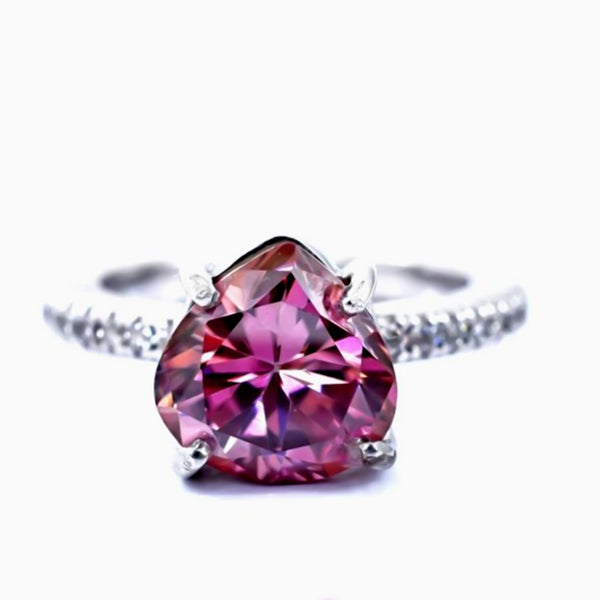 Certified 4ct Natural VVS1 Trillion Cut Pink Moissanite Ring For Gift in 18K Gold P 18K Gold Plated