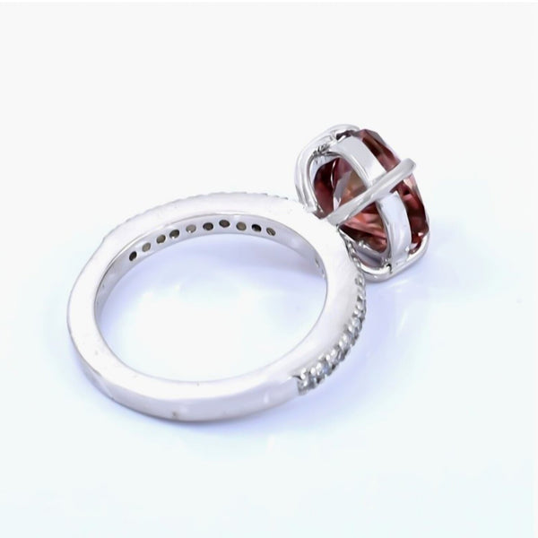 Certified 4ct Natural VVS1 Trillion Cut Pink Moissanite Ring For Gift in 18K Gold P 18K Gold Plated