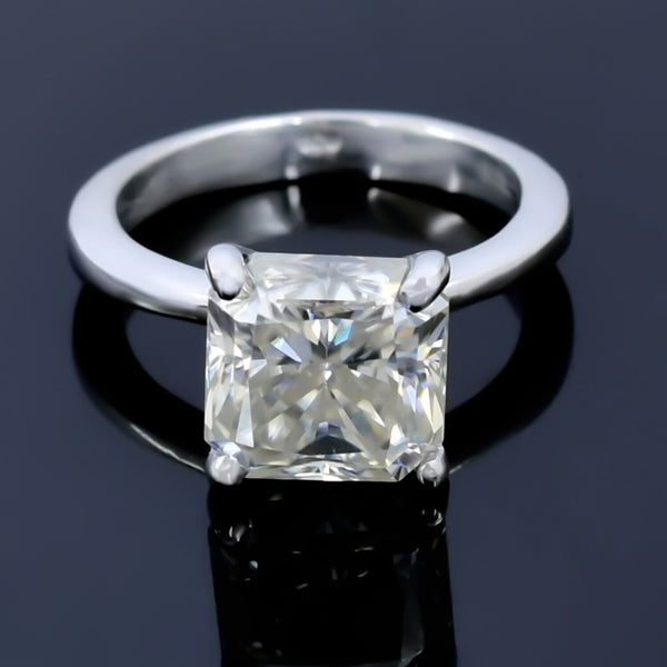 Certified Natural 5.2ct VS1/Radiant Cut/White Moissanite Ring 18K Gold Plated Verme 18K Gold Plated