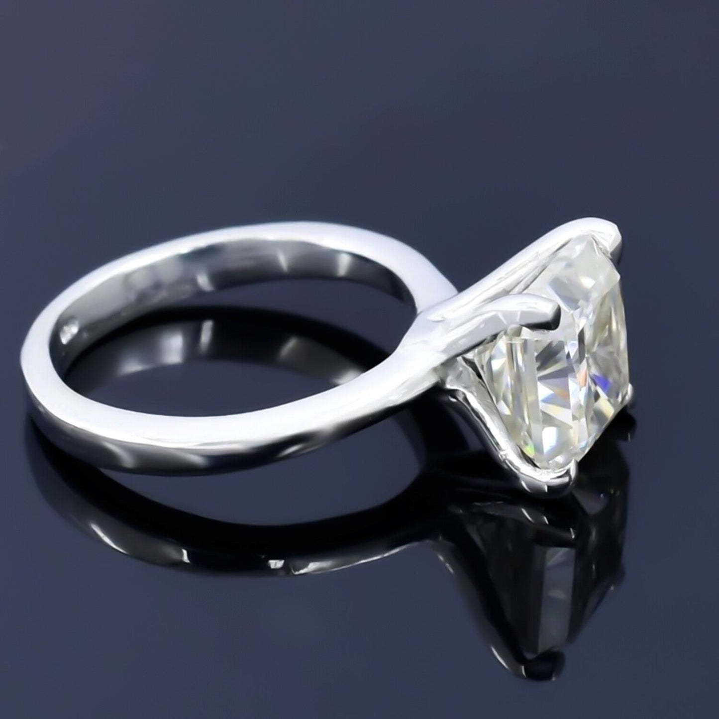 Certified Natural 5.2ct VS1/Radiant Cut/White Moissanite Ring 18K Gold Plated Verme 18K Gold Plated