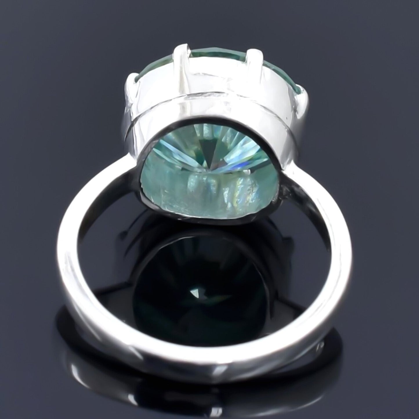 7.75ct Natural VS1 Blue Moissanite Ring Certified Gift For Love 18K Gold Plated Ver 18K Gold Plated