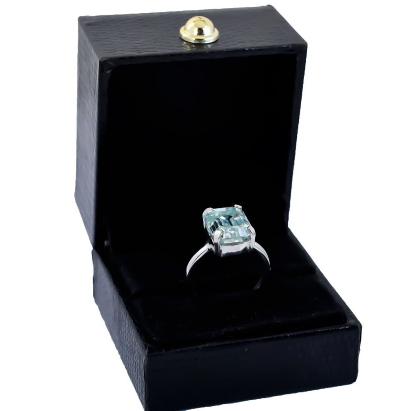 6.7ct Certified Natural VS1 Blue Moissanite Solitaire Ring Gift 18K Gold Plated Ver 18K Gold Plated