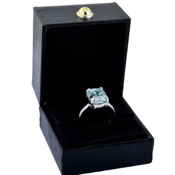 6.7ct Certified Natural VS1 Blue Moissanite Solitaire Ring Gift 18K Gold Plated Ver 18K Gold Plated