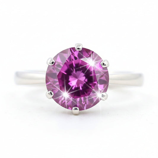 2ct Certified VVS Pink Moissanite Ring Jewellery Gift For Her Love 18K Gold Plated Ve 18K Gold Plated