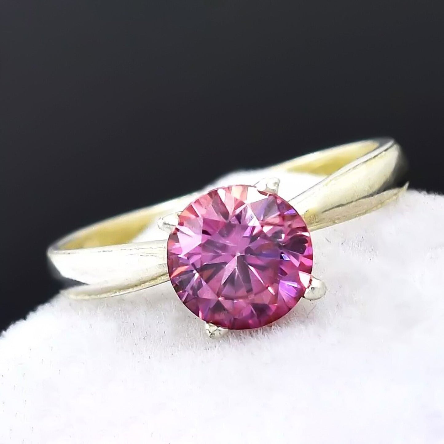 1.50ct Certified Natural VVS1 Pink Moissanite Wedding Ring Anniversary 18K Gold Pla 18K Gold Plated