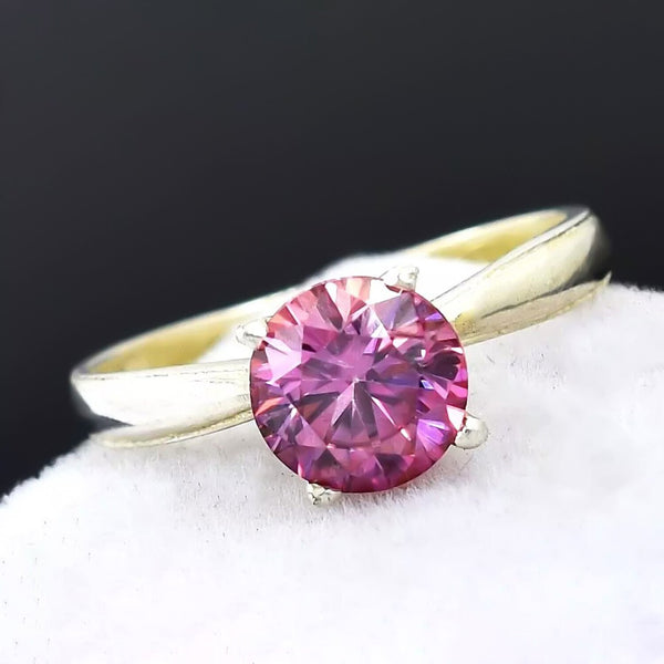 1.50ct Certified Natural VVS1 Pink Moissanite Wedding Ring Anniversary 18K Gold Pla 18K Gold Plated
