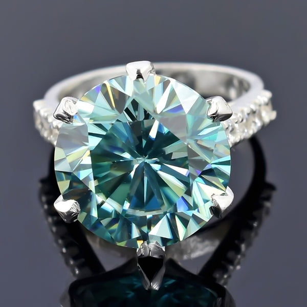 3.80ct Natural VS1 Blue Moissanite Ring Certified Birthday Gift 18K Gold Plated Ver 18K Gold Plated