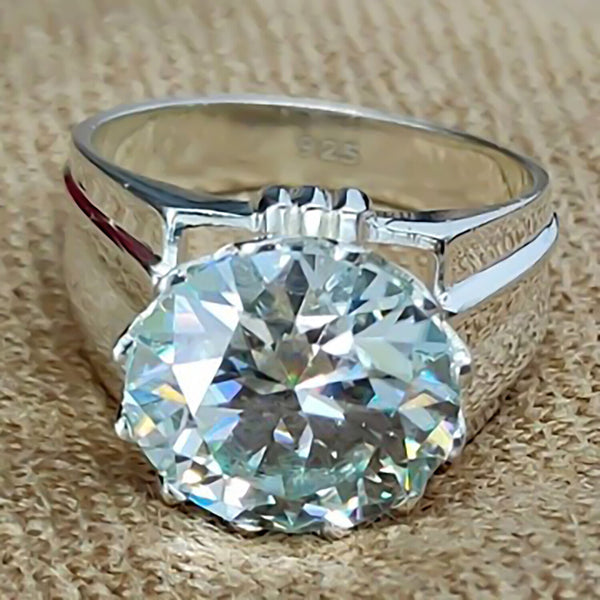 3.65ct Certified VS1 White Moissanite Solitaire Ring For Women 18K Gold Plated Verm 18K Gold Plated