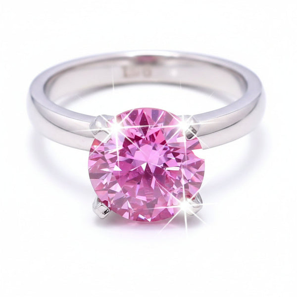1.2ct Certified VVS1 Pink Moissanite Solitaire Ring For Women 18K Gold Plated Verme 18K Gold Plated