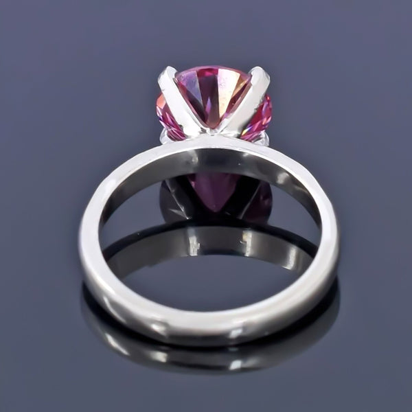 1.2ct Certified VVS1 Pink Moissanite Solitaire Ring For Women 18K Gold Plated Verme 18K Gold Plated