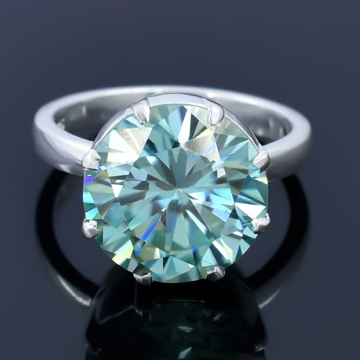 7.75ct Natural VS1 Blue Moissanite Ring Certified Gift For Love 18K Gold Plated Ver 18K Gold Plated