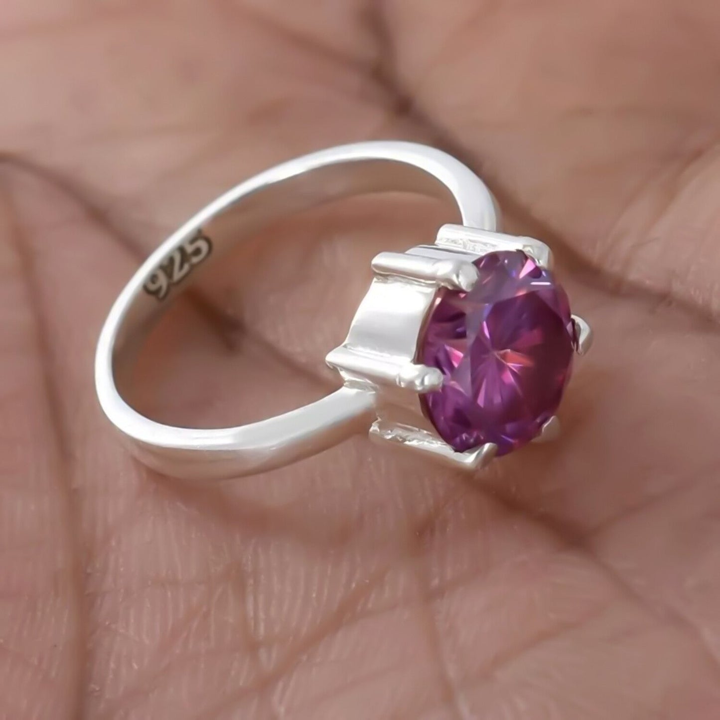 2ct Certified VVS Pink Moissanite Ring Jewellery Gift For Her Love 18K Gold Plated Ve 18K Gold Plated