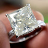 Certified 4.80ct Natural VS1 Princess Moissanite Ring For Wedding 18K Gold Plated V 18K Gold Plated