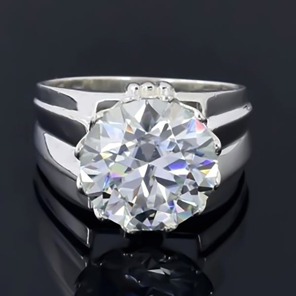 3.65ct Certified VS1 White Moissanite Solitaire Ring For Women 18K Gold Plated Verm 18K Gold Plated