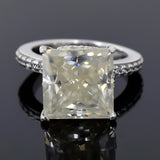 Certified 4.80ct Natural VS1 Princess Moissanite Ring For Wedding 18K Gold Plated Vermeil