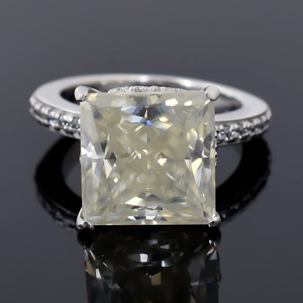 Certified 4.80ct Natural VS1 Princess Moissanite Ring For Wedding 18K Gold Plated V 18K Gold Plated