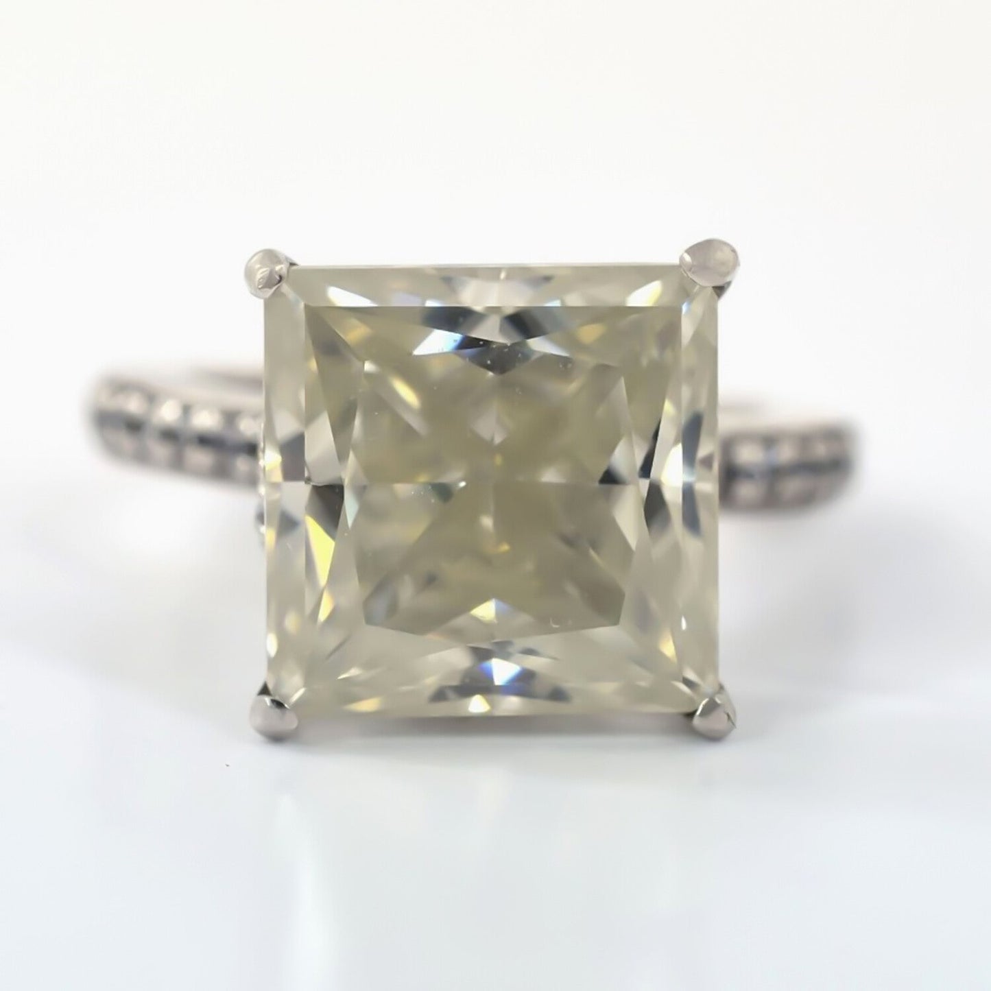 Certified 4.80ct Natural VS1 Princess Moissanite Ring For Wedding 18K Gold Plated V 18K Gold Plated