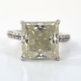 Certified 4.80ct Natural VS1 Princess Moissanite Ring For Wedding 18K Gold Plated Vermeil