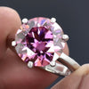 Certified 4ct Natural VVS1 Pink Moissanite Solitaire Ring in 18K Gold Plated Vermei 18K Gold Plated