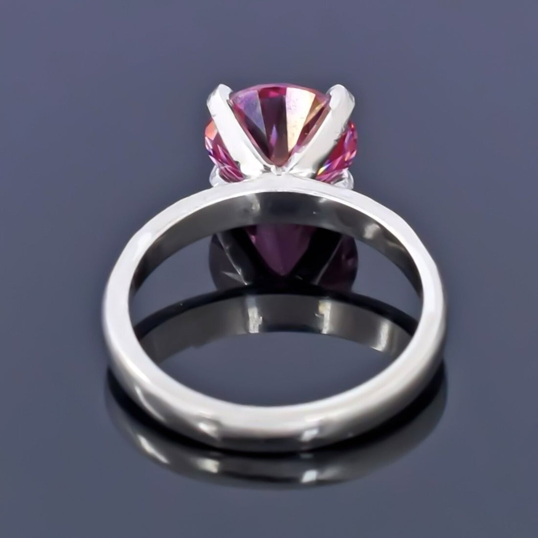 Certified 2.1ct Natural VVS1 Round Pink Moissanite Ring for Women in 18K Gold Plated