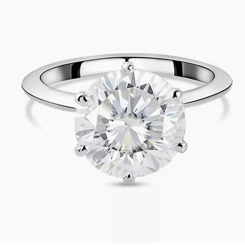 Certified Natural 3ct VS1 White Moissanite Engagement Solitaire Ring AAA 18K Gold P 18K Gold Plated