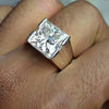 Certified Natural 5.40ct VS1 Princess White Moissanite Ring in 18K Gold Plated Verm 18K Gold Plated