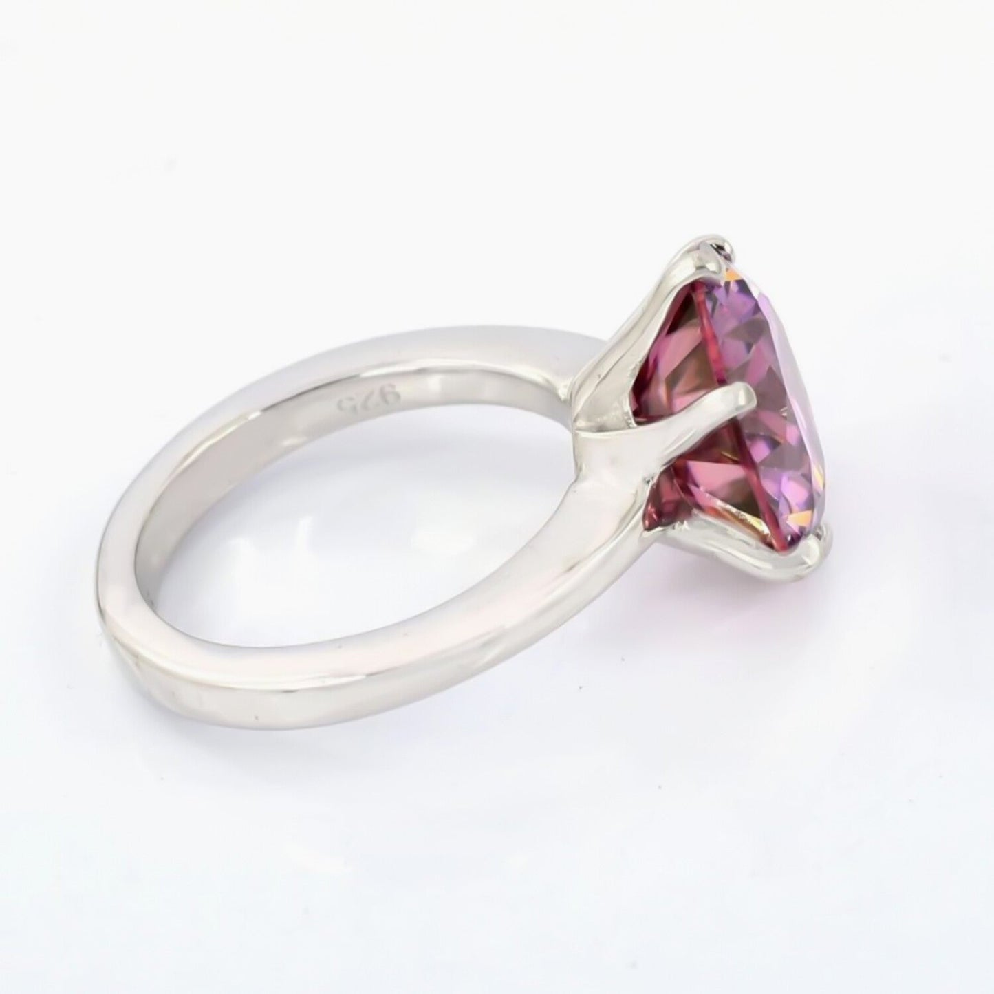 Certified 4ct Natural VVS1 Pink Moissanite Solitaire Ring in 18K Gold Plated Vermei 18K Gold Plated