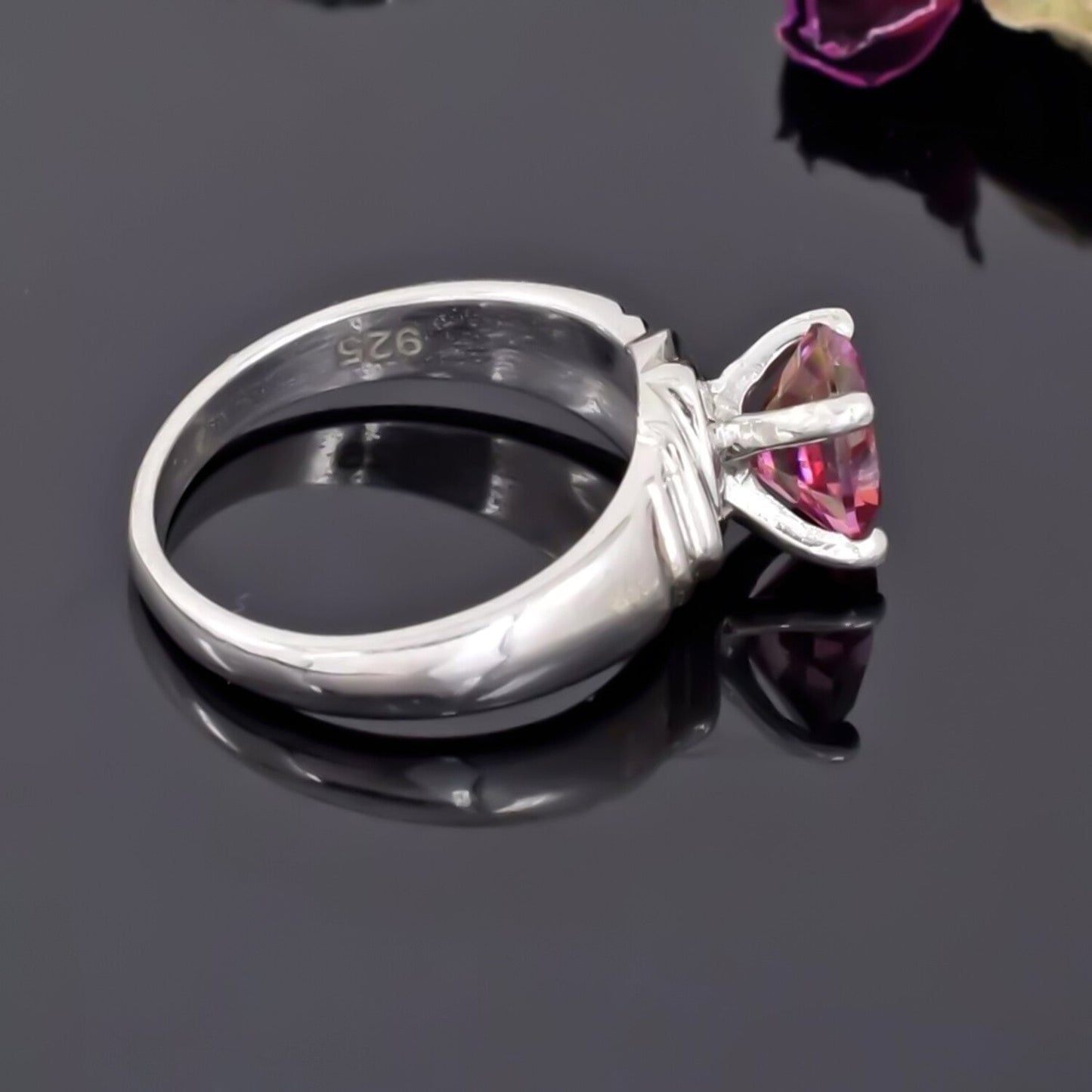 Certified 1.55ct Natural VVS1 Oval Pink Moissanite Solitaire Ring in 18K Gold Plate 18K Gold Plated