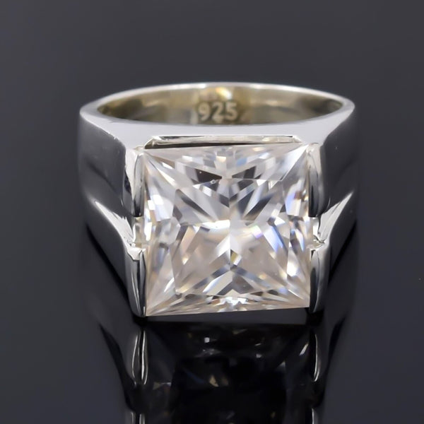 Certified Natural 5.40ct VS1 Princess White Moissanite Ring in 18K Gold Plated Verm 18K Gold Plated