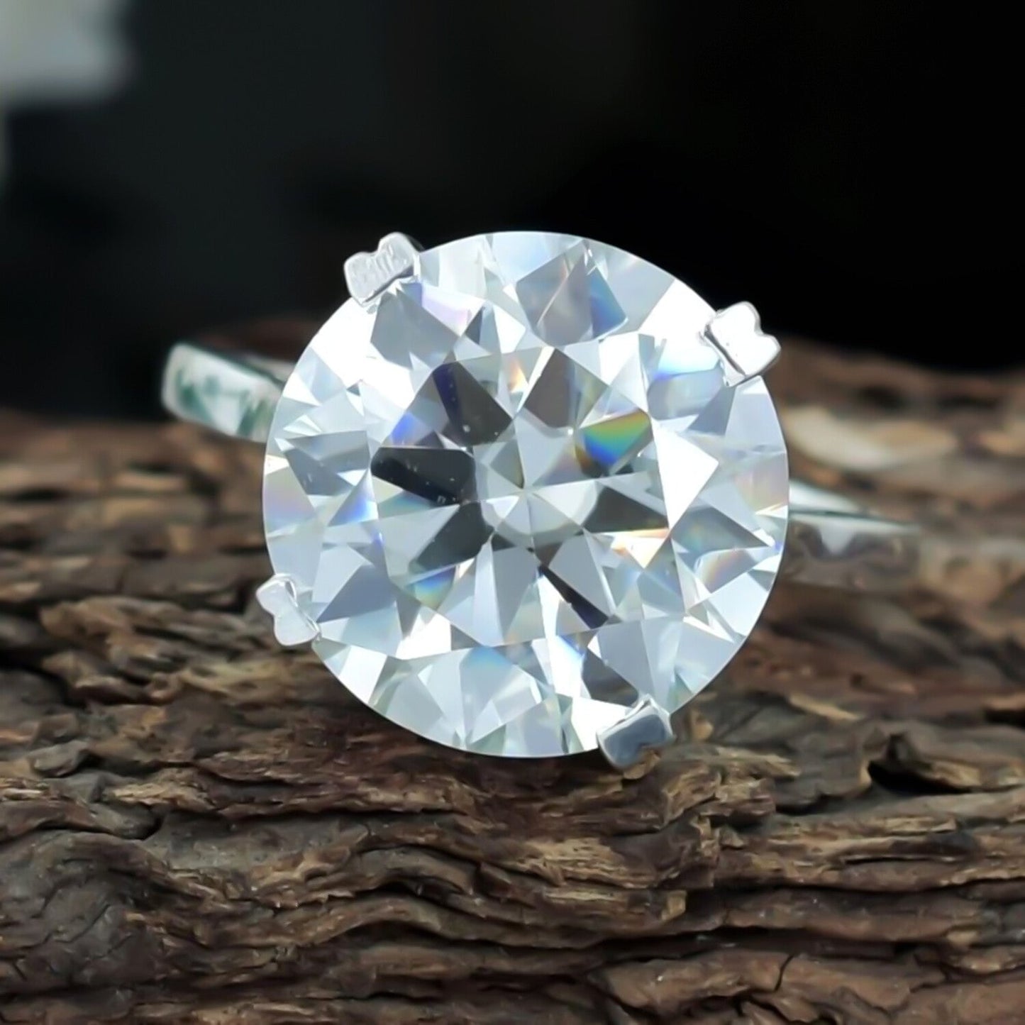 Certified Natural RARE 6.2ct VS1 White Moissanite Engagement Ring in 18K Gold Plate 18K Gold Plated