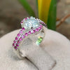1ct Off Blue & Pink Moissanite Ring Natural VVS1 For Women Gift 18K Gold Plated Ver 18K Gold Plated