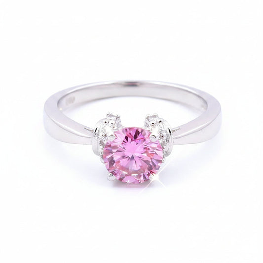 1ct Natural VVS1 Pink Moissanite Solitaire Ring Certified Jewellery 18K Gold Plated V 18K Gold Plated