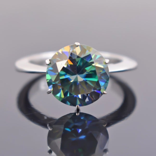 5.50ct Blue Moissanite Ring Natural VS1 Certified Birthday Gift 18K Gold Plated Ver 18K Gold Plated