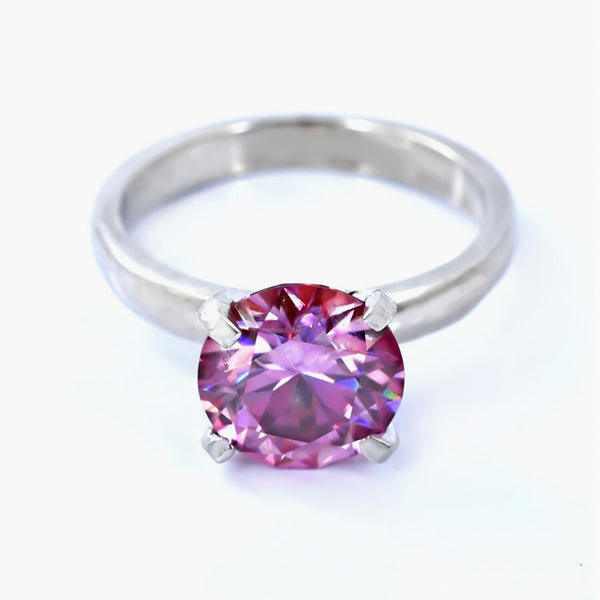 3.20ct VVS1 Pink Moissanite Ring Certified Gift For Women Love 18K Gold Plated Verm 18K Gold Plated