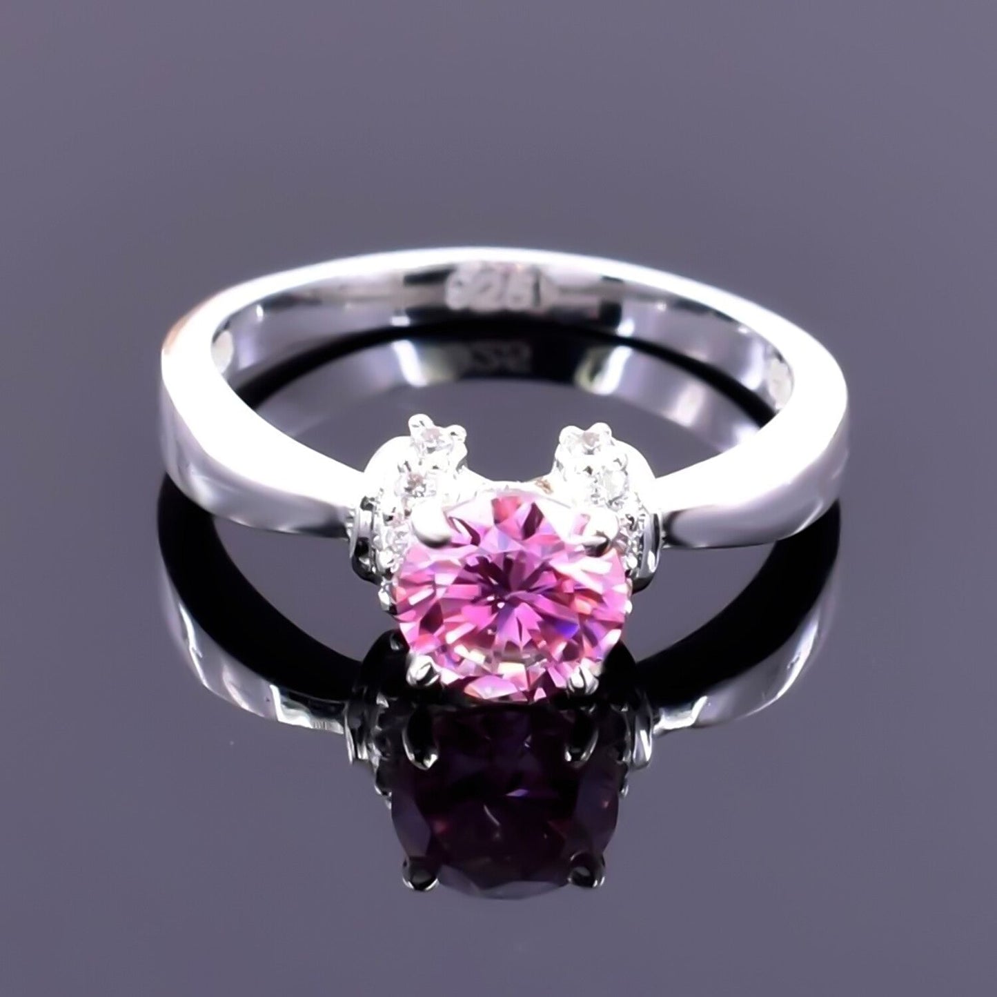 1ct Natural VVS1 Pink Moissanite Solitaire Ring Certified Jewellery 18K Gold Plated V 18K Gold Plated