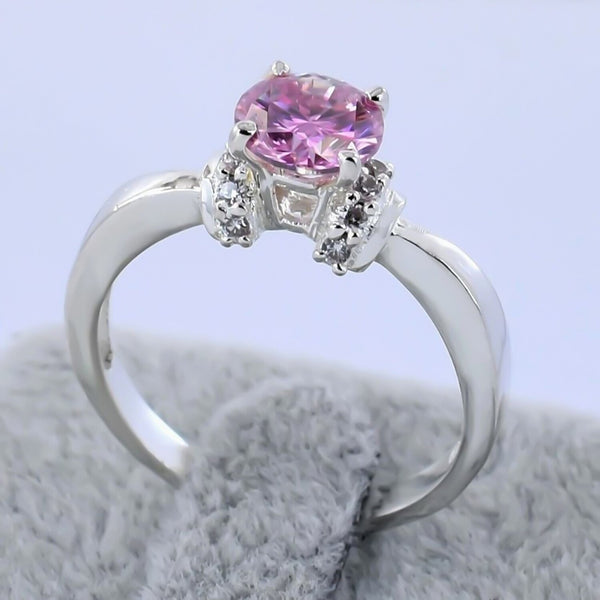 1ct Natural VVS1 Pink Moissanite Solitaire Ring Certified Jewellery 18K Gold Plated V 18K Gold Plated