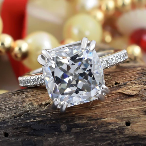 6.75ct White Moissanite Ring Natural VS1 Certified For Christmas 18K Gold Plated Ve 18K Gold Plated