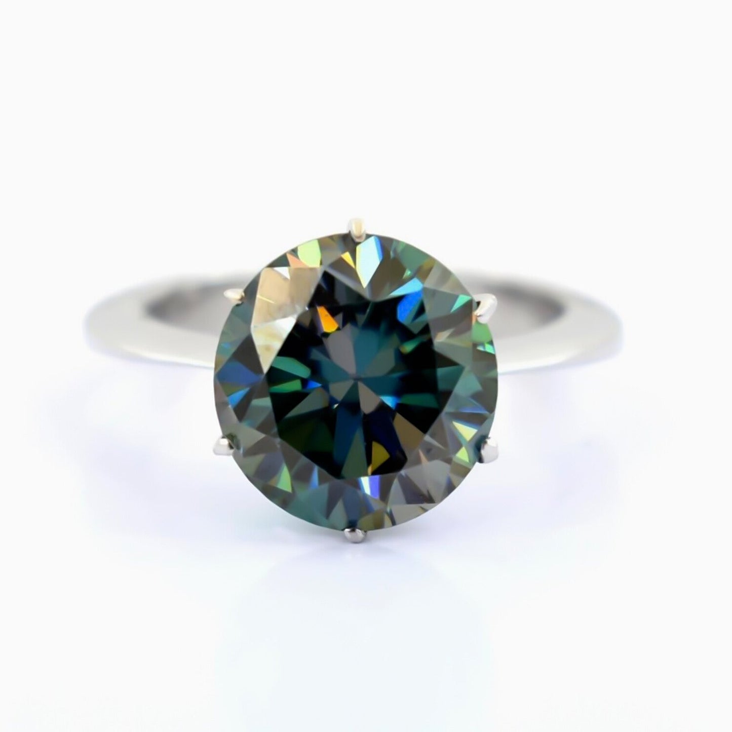 5.50ct Blue Moissanite Ring Natural VS1 Certified Birthday Gift 18K Gold Plated Ver 18K Gold Plated