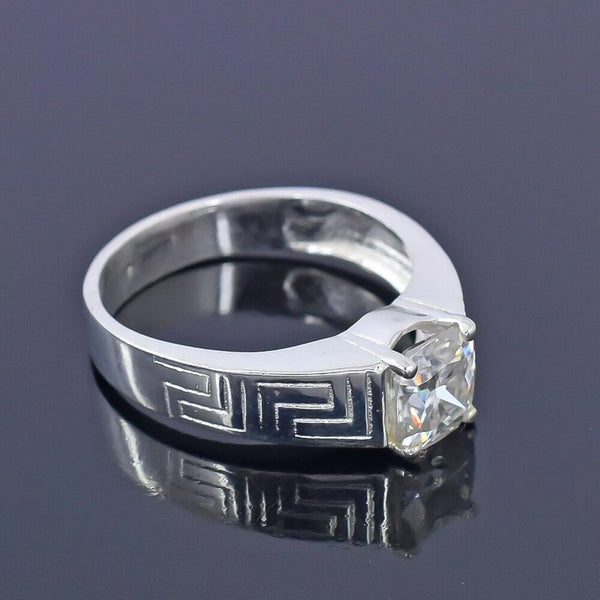 2.30 Ct. Certified Round Cut White Moissanite Sterling Solitaire Ring 18K Gold Plat 18K Gold Plated