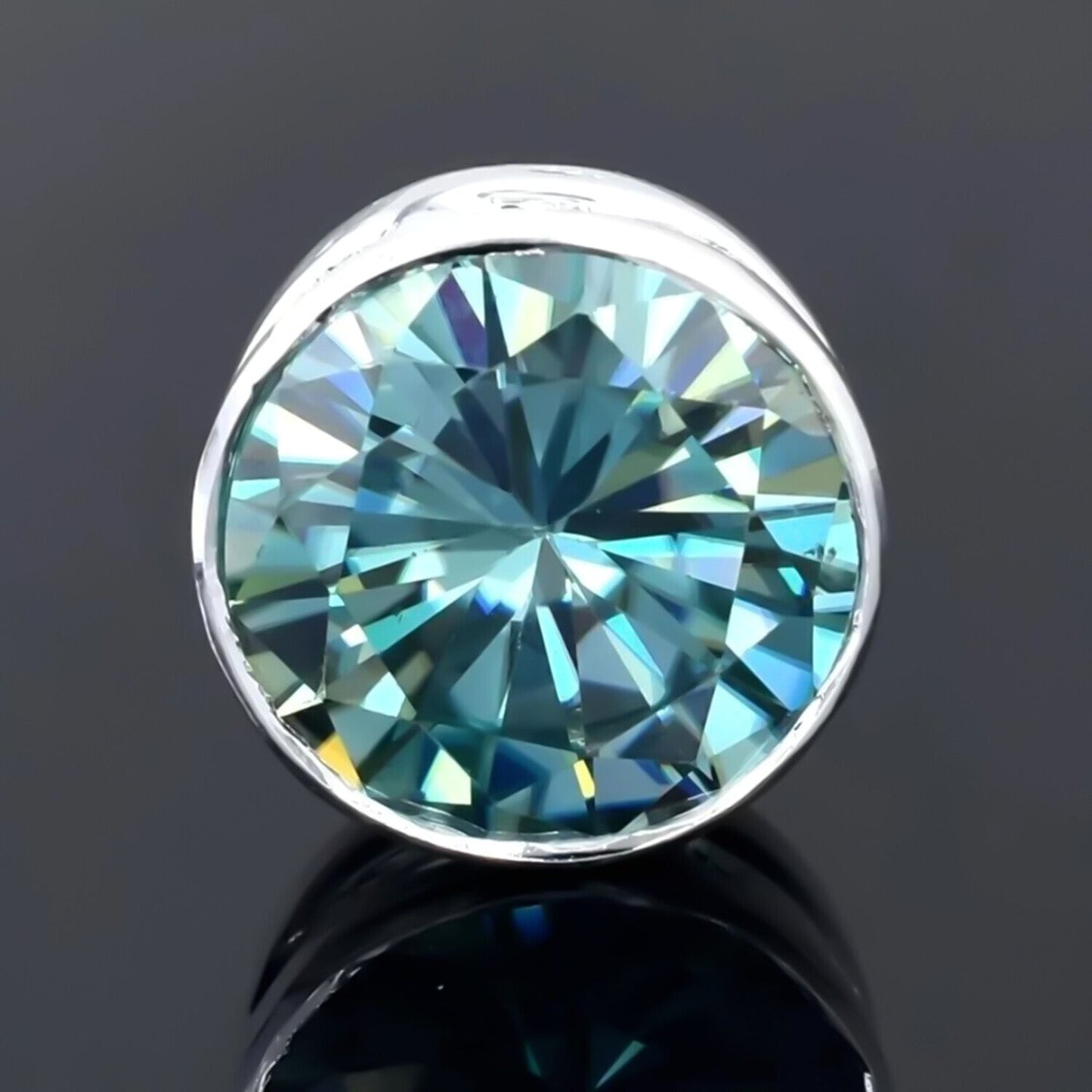 Stunning 11 Ct Blue Moissanite Solitaire Pendant in Gold Vermeil Gift for Her - View 3 - GEMHUB