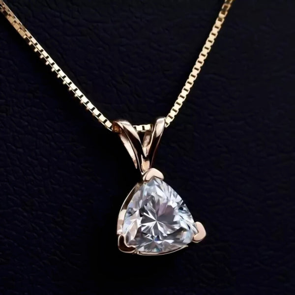 4.10 Ct White Moissanite Solitaire Pendant in Gold Vermeil Certified Gift - GEMHUB
