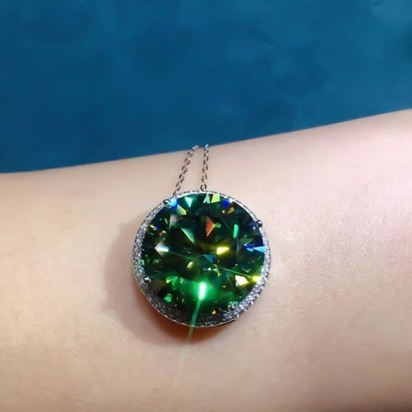 Gorgeous 11.50 Ct Blue Moissanite Solitaire Pendant in Gold Vermeil Certified - View 3 - GEMHUB