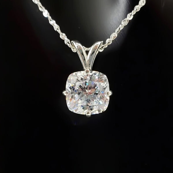 5.20 Ct Cushion Cut White Moissanite Solitaire Pendant Gold Vermeil Jewellery - GEMHUB