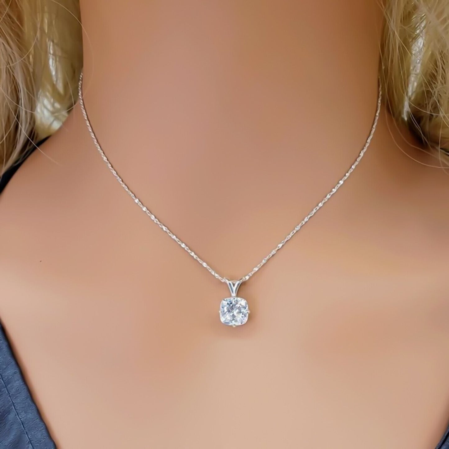 7.15 Ct Certified White Moissanite Solitaire Pendant in Gold Vermeil Jewellery - View 3 - GEMHUB