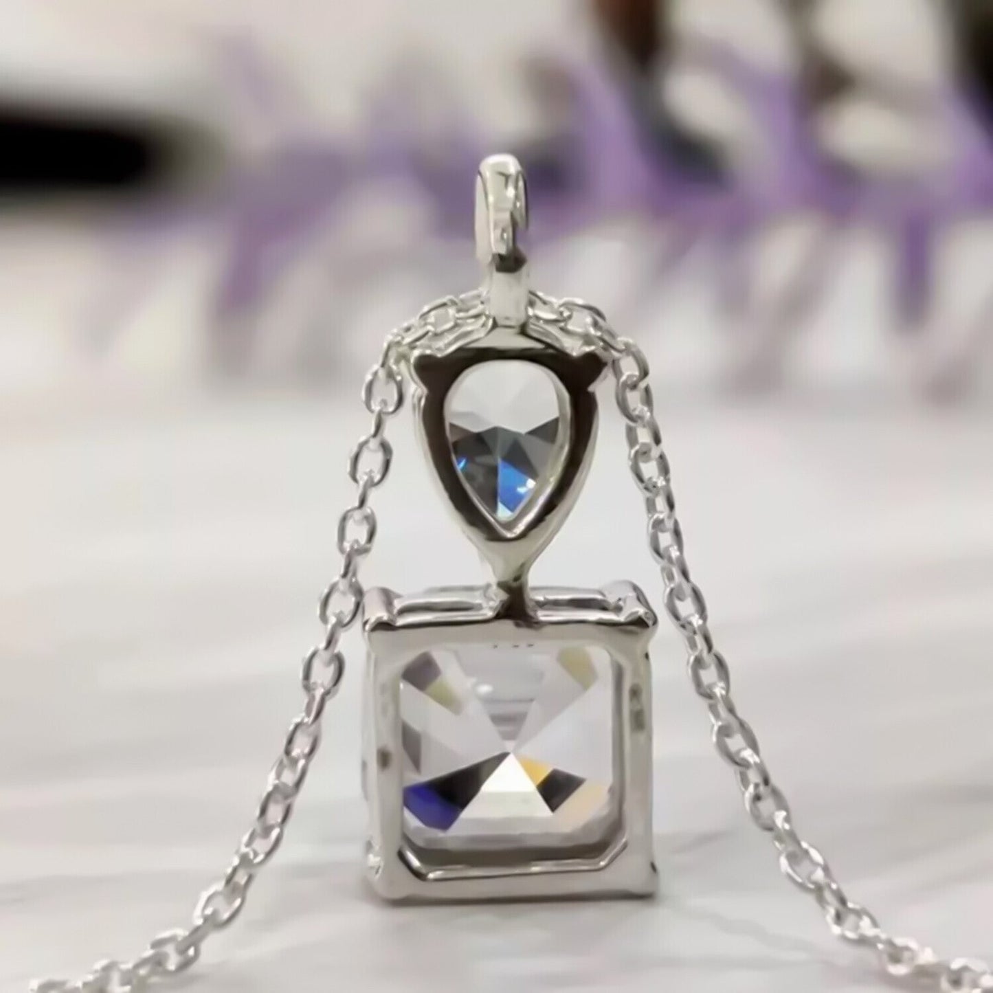 4.60 Ct Certified White Moisanite Solitaire Pendant Gold Vermeil Christmas Gift - View 3 - GEMHUB