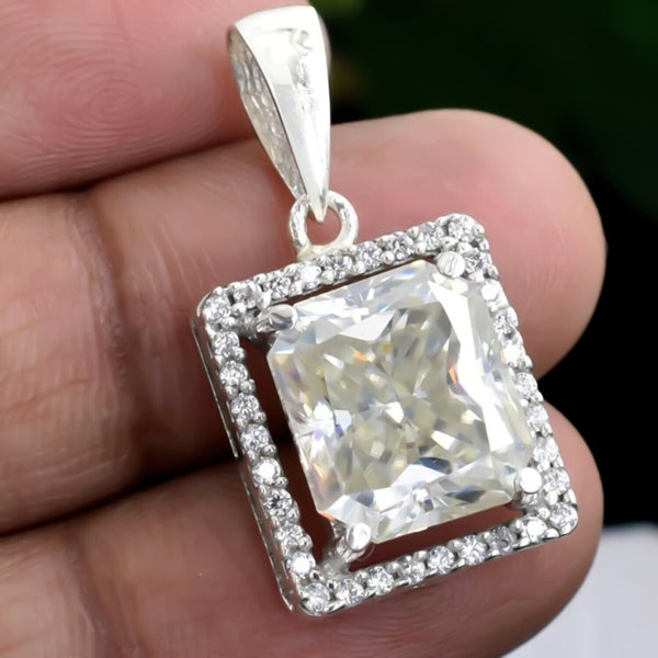 7.30 Ct White Moissanite Solitaire Pendant Vermeil Black Friday Jewellery Sale - GEMHUB