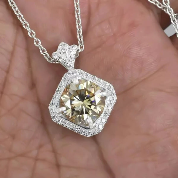 6.50 Ct Champagne Moissanite Pendant Gold Vermeil Gift for Women Black Friday - View 3 - GEMHUB
