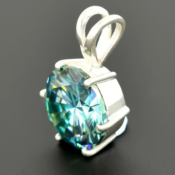 7.80 Ct Blue Moissanite Pendant Gold Vermeil Certified Christmas Gift Jewellery - View 4 - GEMHUB