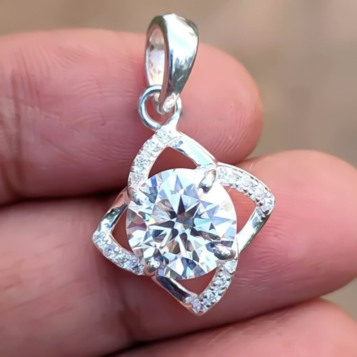 3.70 Ct Certified White Moissanite Pendant Black Friday Gift Idea 18K Gold Plated V 18K Gold Plated