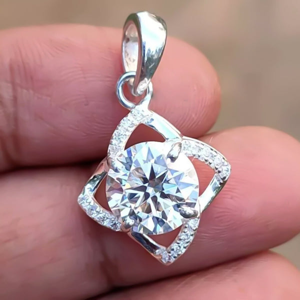 3.70 Ct Certified White Moissanite Pendant Black Friday Gift Idea 18K Gold Plated V 18K Gold Plated